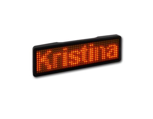 LED Name Tag, 11x44 Pixel, USB Rahmen schwarz - LED orange