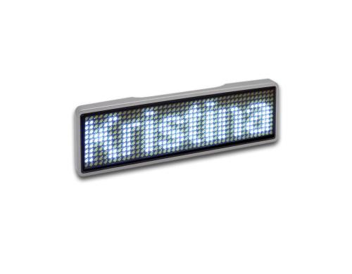 LED Name Tag, 11x44 Pixel, USB Rahmen silber - LED weiss