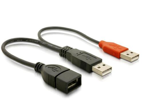 USB2 Y-Kabel Typ 2xA auf 1x A Buchse zur erweiterten Stromversorgung