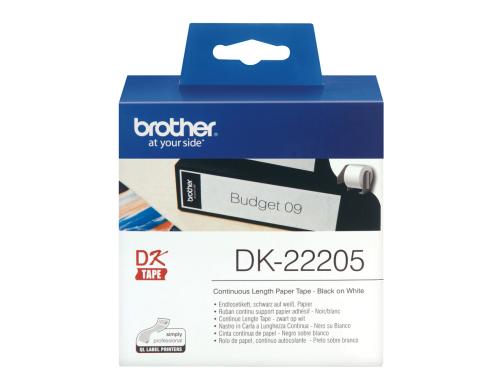 Brother P-touch DK-22205 Endlos-Etiketten Papier 62mm x 30.48m