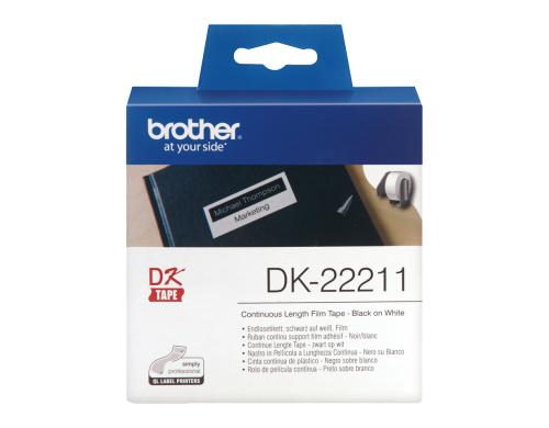 Brother P-touch DK-22211 Endlos-Etiketten Film 29mm x 15.24m weiss