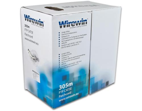 Wirewin Patchkabel: F/UTP, 305m Cat.5e, 1Gbps, 100MHz, grau