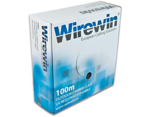 Wirewin Patchkabel: F/UTP, 100m, Outdoor Cat.5e, 1Gbps, schwarz, inkl ESD Kabel
