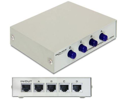 Delock LAN Switchbox 4Port manuell RJ-45 100Mbps, mechanisch