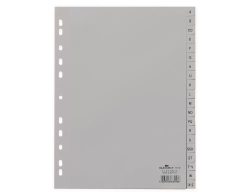 Durable Register A4 A-Z 20-tlg. grau volldeckend, mit geprägten Taben,