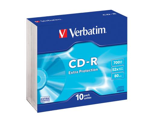 Verbatim CD-R 700MB  10-Pack Slimcase bis 52-fach, nicht bedruckbar