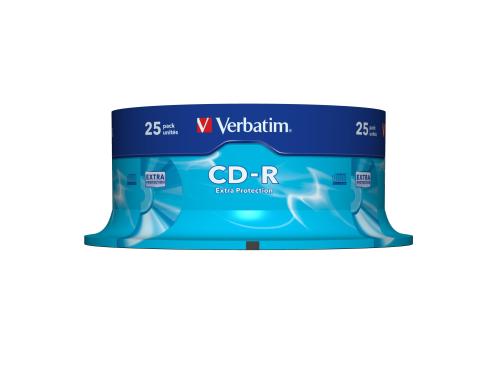 Verbatim CD-R 52x 80Min/700MB 25-Spindel Bis 52-fach, n.bedruckbar / mit Logo