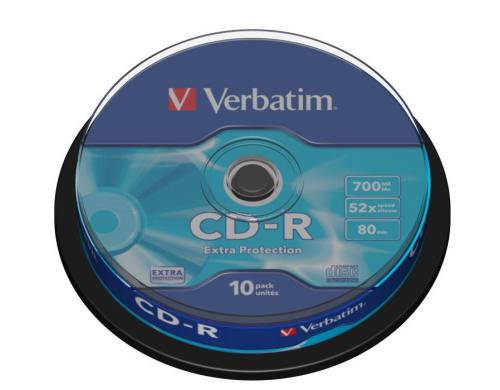 Verbatim CD-R 52x 80Min/700MB 10-Spindel Bis 52-fach, n.bedruckbar / mit Logo