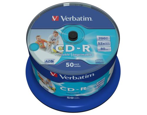 Verbatim CD-R 52x 80Min/700MB 50-Spindel bedruckbar o.Logo