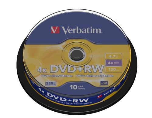 Verbatim DVD+RW 4.7GB, 4x,10er Spindel n.bedruckbar / mit Logo