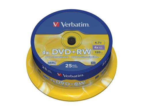 Verbatim DVD+RW Medien 4.7GB,4x,25er Spinde n.bedruckbar / m.Logo
