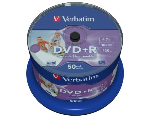 Verbatim DVD+R Medien 4.7GB,16x,50er Spind Wide Photo Printable Surface