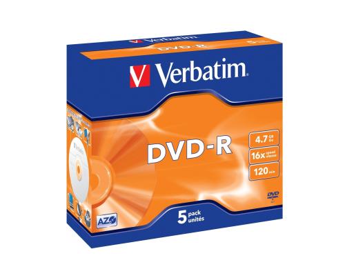 Verbatim DVD-R Medien 4.7GB,16x,5er Pack n.bedruckbar / mit Logo