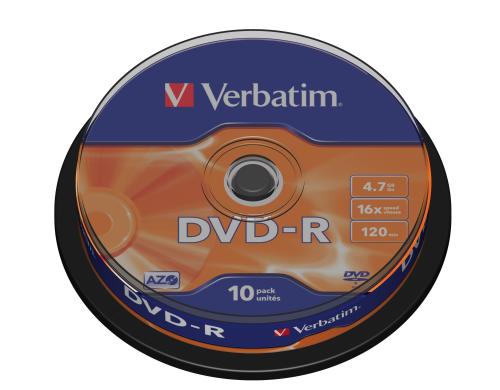 Verbatim DVD-R Medien 4.7GB,16x,10er Spind n.bedruckbar / mit Logo / Scratch Resistant