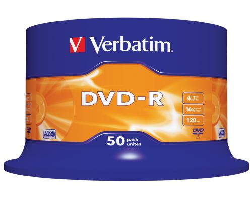 Verbatim DVD-R Medien 4.7GB,16x,50er Spind n.bedruckbar / mit Logo/ Scratch Resistant