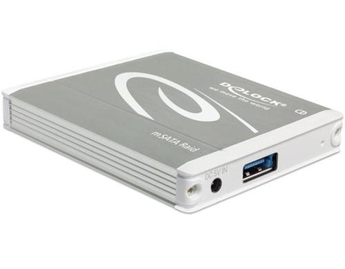 Delock 2x mSATA zu USB.3.1 Typ A Gehäuse inkl. RAID Funktion, inkl.USB3.1 TypC Kabel