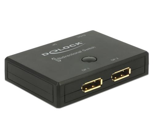 Delock 2 Port DP Switch&Verteiler 2In/1Out, 1In/2Out, 3840x2160@60Hz
