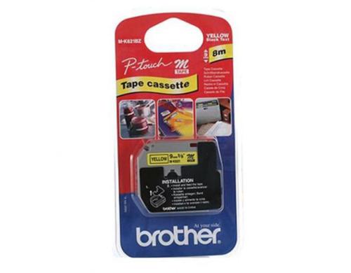 Brother P-touch Schriftband M-K621, M-Band nicht laminiert,schwarz auf gelb, 9mm, 8m