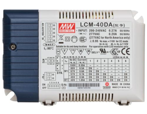 Mean Well LED-Treiber Konstantstrom DALI LCM-40DA, 2 - 100 V DC, 350 - 1050mA - 42W