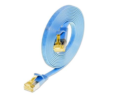 Slim Wirewin Patchkabel: U/FTP, 10cm, blau Cat.6A, geschirmt, PVC, flach, 1.85x6mm
