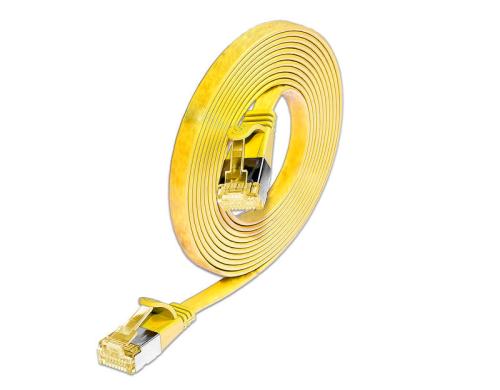 Slim Wirewin Patchkabel: U/FTP, 10cm, gelb Cat.6A, geschirmt, PVC, flach, 1.85x6mm