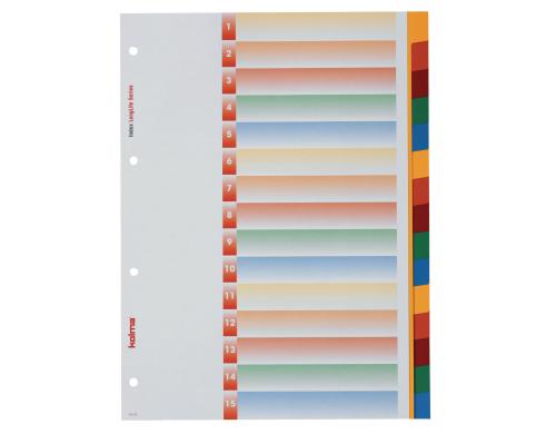 Kolma Register A4 LongLife blanko 15-teilig, mehrfarbig / rainbow