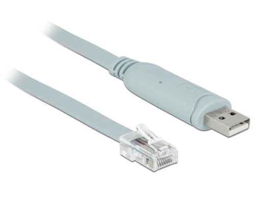 Delock USB zu RJ-45 Konsolenkabel, 0.5m RS-232, Kompatibel mit Cisco Geräten, grau