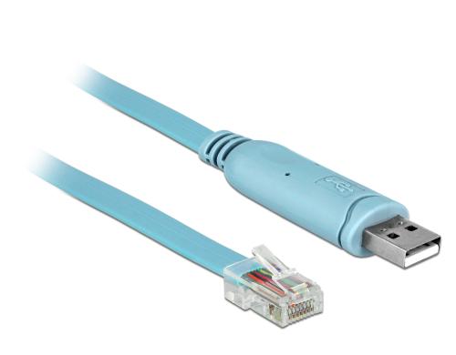 Delock USB zu RJ-45 Konsolenkabel, 3m RS-232, Kompatibel mit Cisco Geräten, blau