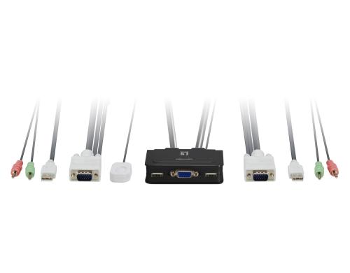 LevelOne KVM-0223-V2: 2Port KabelKVM-Switch USB, VGA, 2048X1536, Audio, DDCB2
