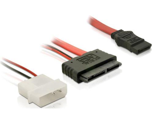SATA2 Kabel für Micro-SATA mit Power, 30cm Micro-SATA, 7+7+2 Pins, 5 Volt