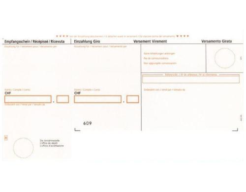Rechnungsformular mit Einzahlungsschein A4 ESR Post Computereintrag, 500 Stk., orange