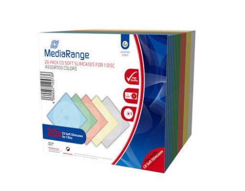 CD / DVD Retail Pack 20er Slimcase Color 4x blau, gelb, weiss, orange und rosa