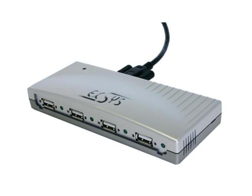 exSys EX-1163V, 4x USB 2.0, verschraubbar inkl. Netzteil, silber