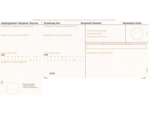 Rechnungsformular mit Einzahlungsschein A4 BESR Bank Computereintrag, 500 Stk., orange