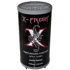 X-Fresh Cooler mit Plexiglasabdeckung 2 Ablagen seitlich getrennt 220 Volt 0 bis plus 6 Grad einstellbar