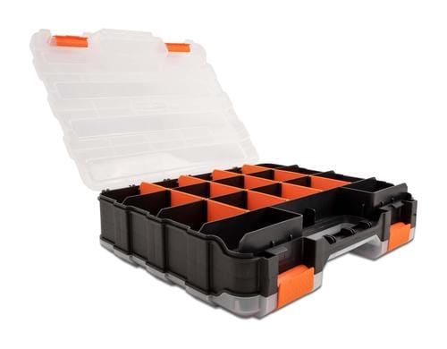 Delock Sortimentsbox mit 34 Fächern Orange/Schwarz, 320 x 270 x 80 mm