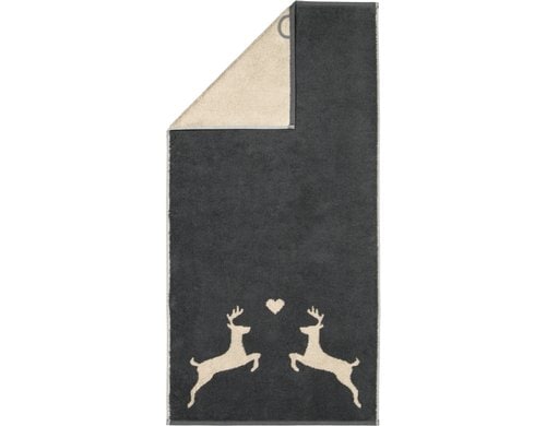 Cawö Gästetuch Hirsch 30x50cm Grau Alpenchic Edition