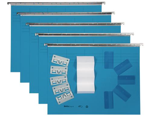 VETRO MOBIL Hängemappe Original A4 blau 25cm, 5er Pack inkl. Reiter