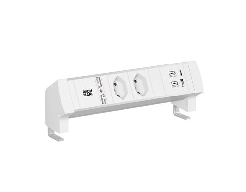 Bachmann DESK STYLE Steckdosenleiste 2xCH T13 1xUSB A/C 22W 2,0m T12, ws