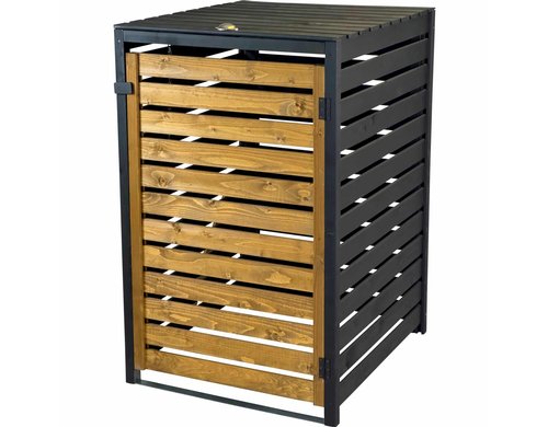 Mülltonnenverkleidung 240 L, aus Holz schwarz-braun