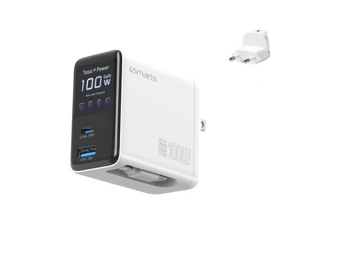 4SMARTS GaN Flex Screen AI, Weiss 100W, 2x USB-C, 1x USB-A