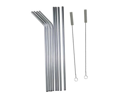 FTM Edelstahl Strohhalm Set 8 Stück, 6mm inkl Reinigungsbürsten