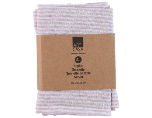 Arti Casa Stoffserviette 4er Set, 35x35 cm Orange gestreift mit Lurex