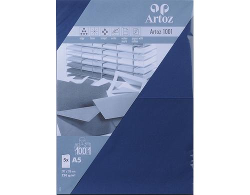 Artoz Blankokarte 1001 A5 220gm2 Classic blue, 5 Blatt