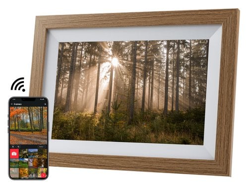COCON Digitaler Bilderrahmen 10.1 holz 32GB, 800*1280IPS, 2.4GHzWifi, FRAMEO APP