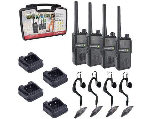 Albrecht Funkgerät Tectalk Worker 3 4er Set inkl.Standlader,Headsets, 2200 mAh Akku