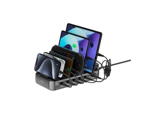 4SMARTS Ladestation Team, Schwarz 100W, 5x USB-C, 1x USB-A, 6 Kabel