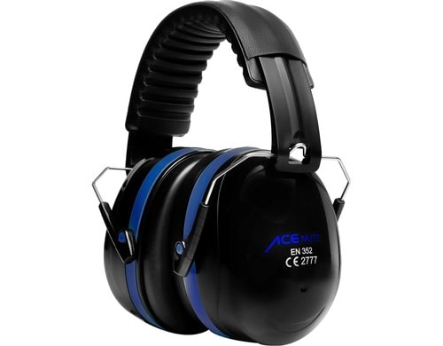 ACE Mute Kapsel Gehörschutz Schwarz/Blau Verstellbar, EN 352 Zertifiziert, -32dB