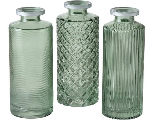 Boltze Vase Adore 1 Stück assortiert H 13 cm, Glas, Grün