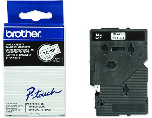Brother P-Touch Schriftb TC, 12 mm Band klar, Schrift schwarz